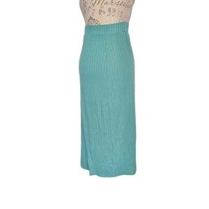 Y2K 90s Skirt Womens Long  Slit Ribbed Midi Sz Medium Baddie Knit Pencil Green